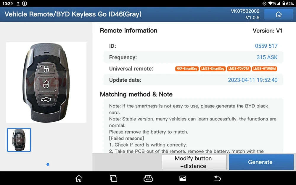 LAUNCH X431 Key Programmer with Smart Key & IMMO Chip Functions-without 4 keys set / CZECH REPUBLIC