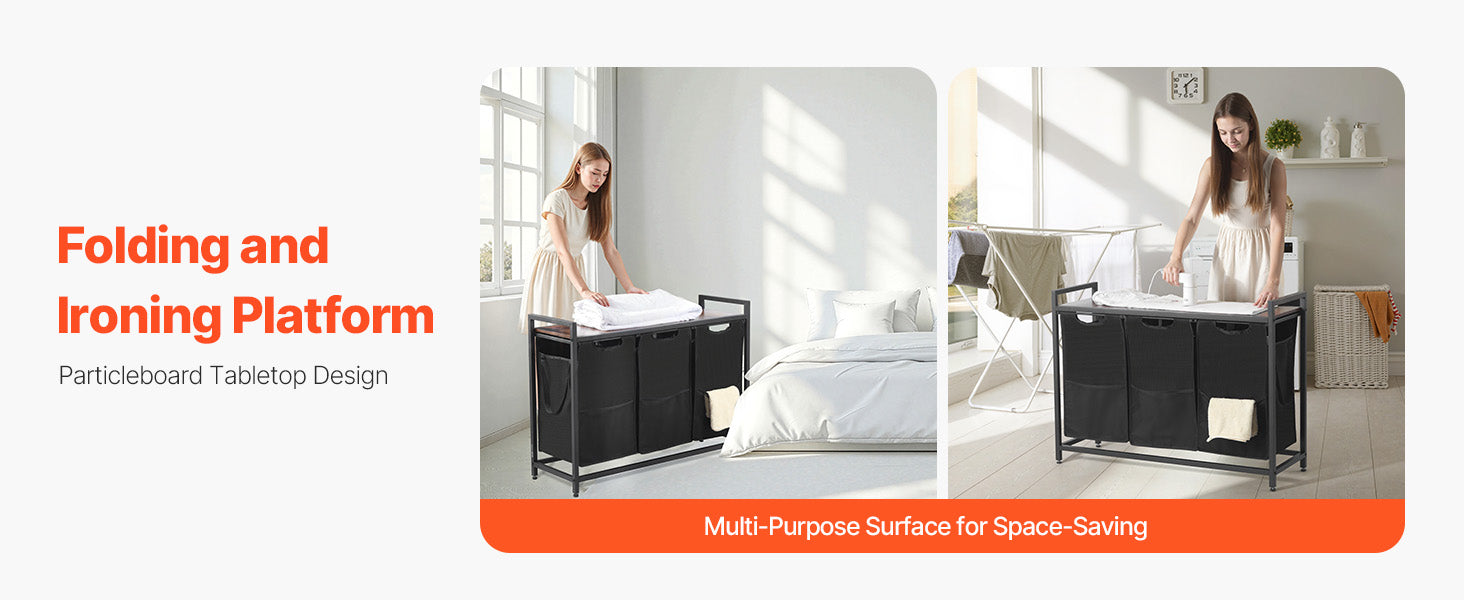 Large Laundry Sorter with Metal Frame & Pull-Out Bags