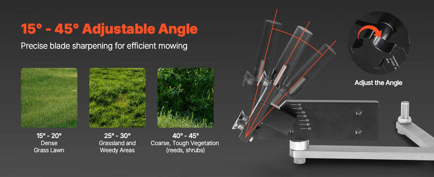 Lawn Mower Blade Sharpener with Balancer, 15°–45° Adjustable Tool-15-45 / United States