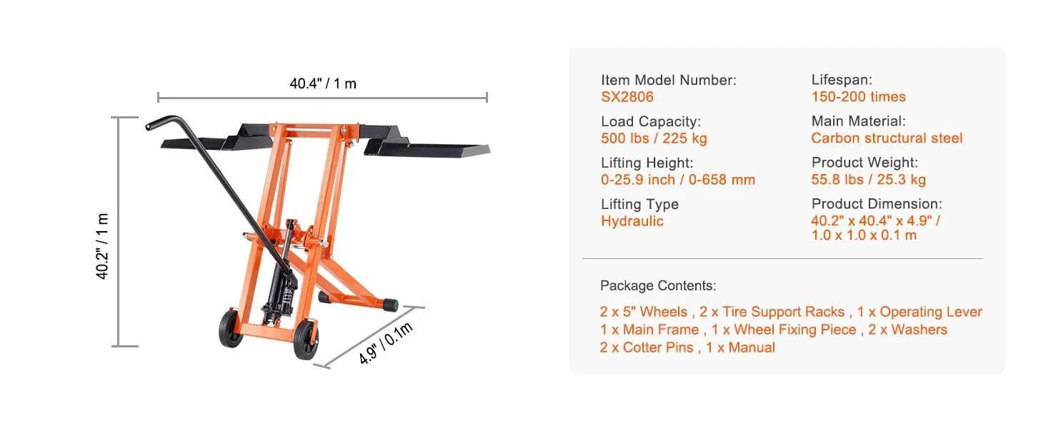 Lawn Mower Lift with Hydraulic Jack – 500 lb Adjustable Tractor Lifter-880LBS / United States
