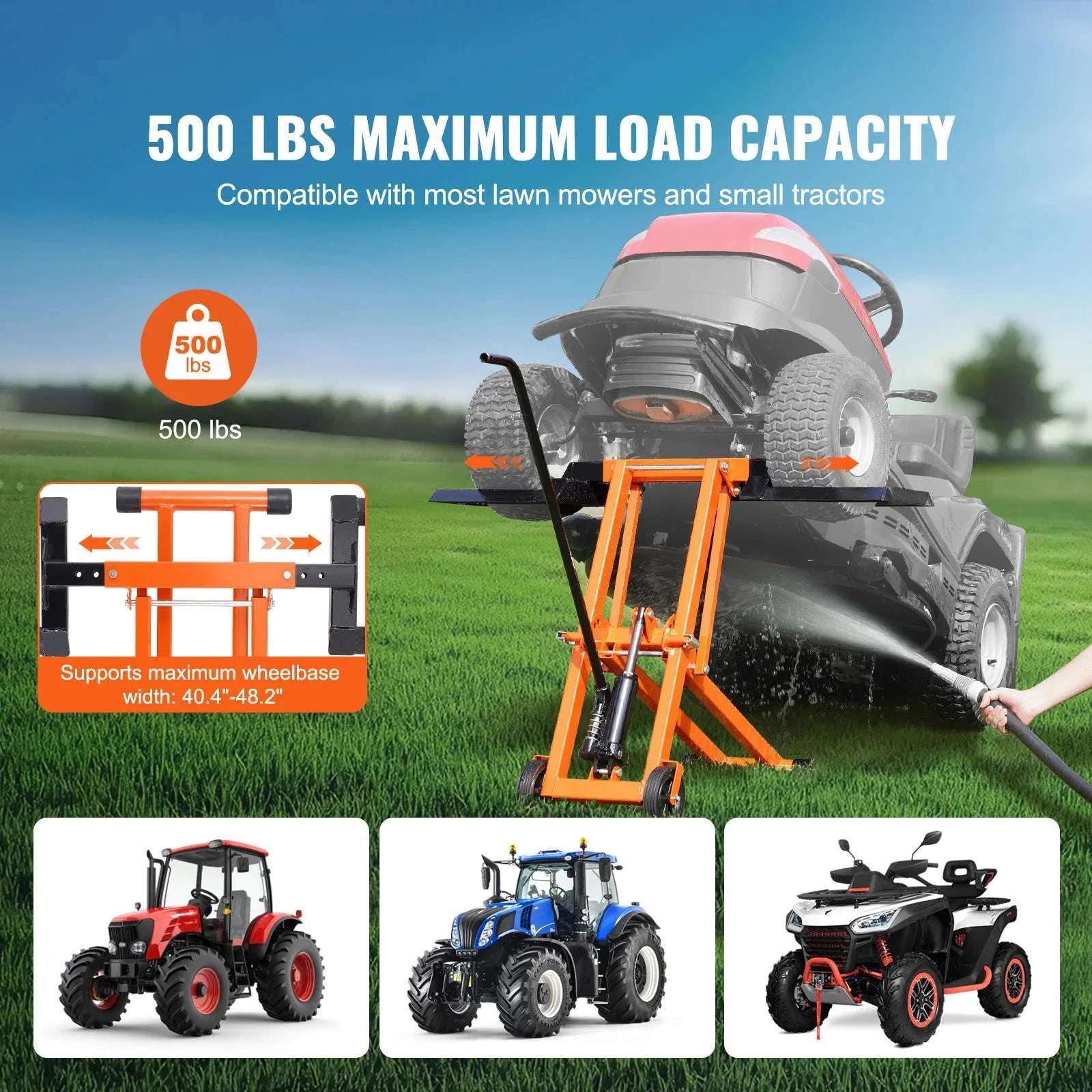 Lawn Mower Lift with Hydraulic Jack – 500 lb Adjustable Tractor Lifter-880LBS / United States