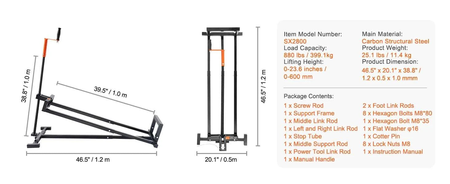 Lawn Mower Lift with Hydraulic Jack – 500 lb Adjustable Tractor Lifter-880LBS / United States