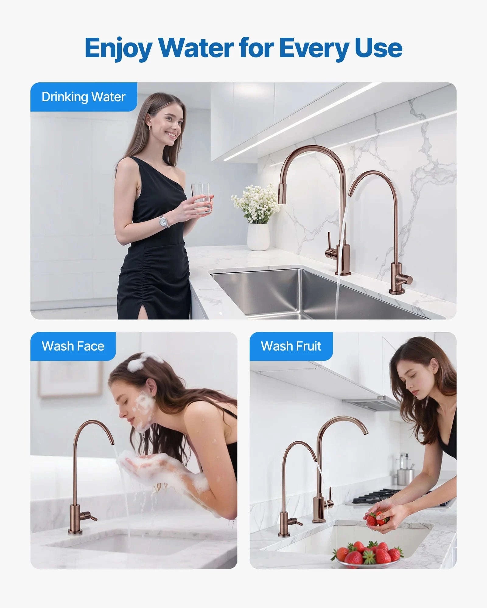 Lead-Free Stainless Steel Drinking Water Faucet-Antique Bronze / United States