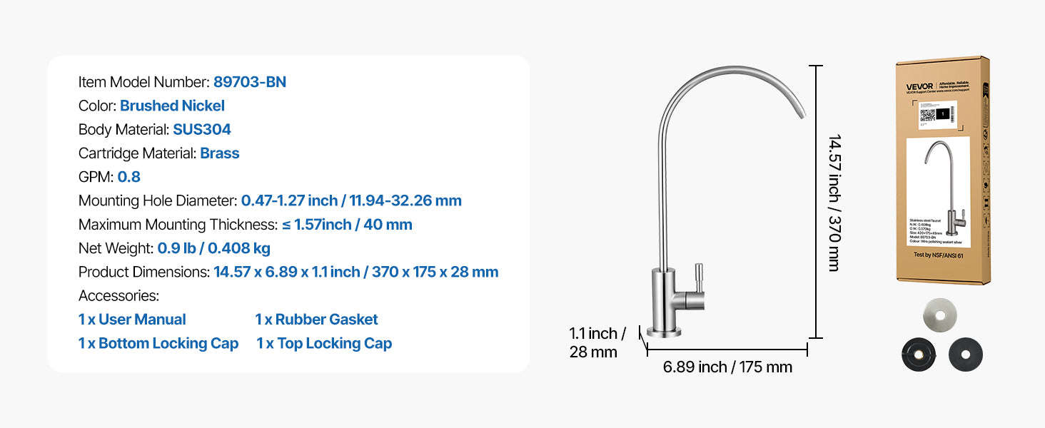 Lead-Free Stainless Steel Drinking Water Faucet-Antique Bronze / United States