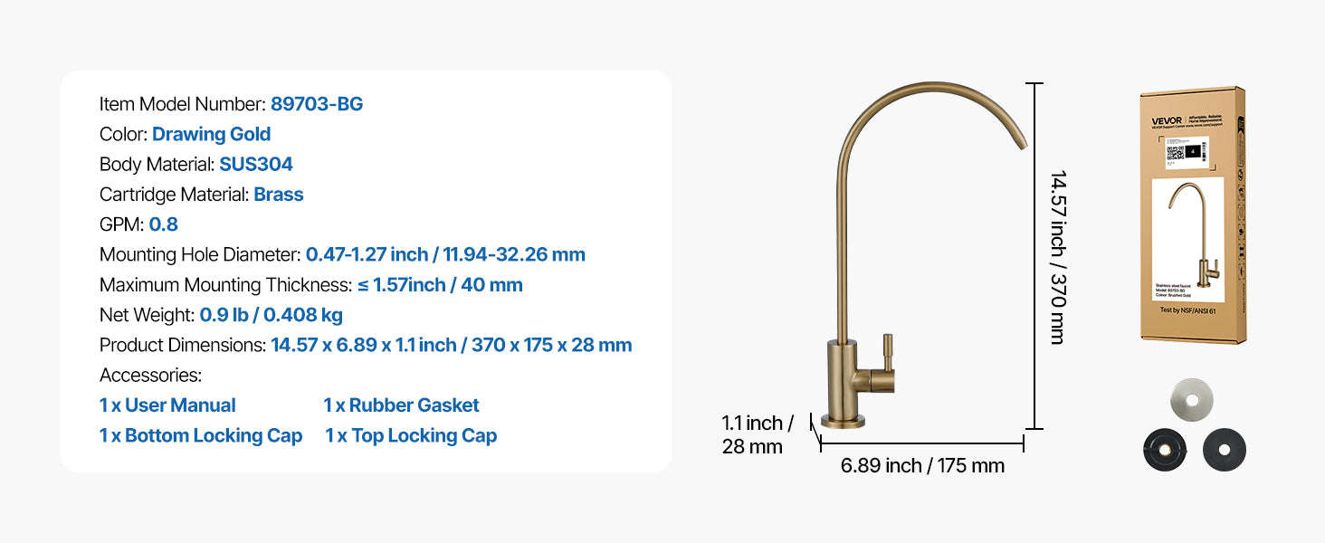 Lead-Free Stainless Steel Drinking Water Faucet-Antique Bronze / United States