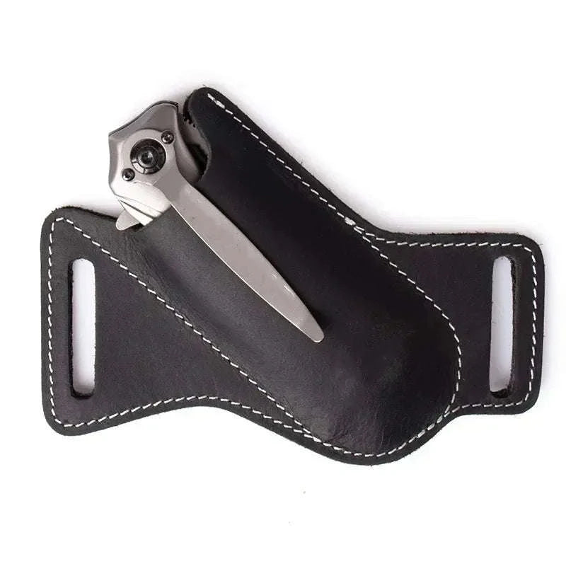 Leather Anti‑Scratch Knife Storage Sheath with Belt Clip-black