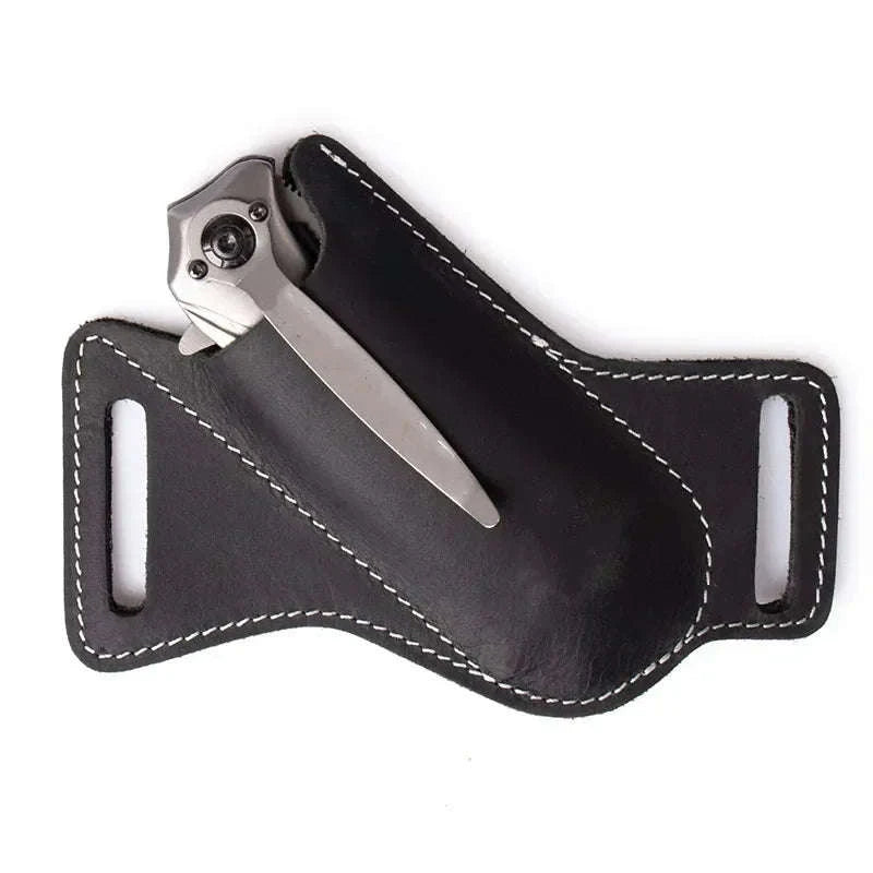 Leather Anti‑Scratch Knife Storage Sheath with Belt Clip-black