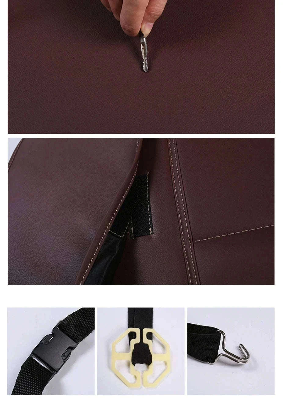 Leather Car Seat Back Protector with Storage Pocket-Leather Black 1PC