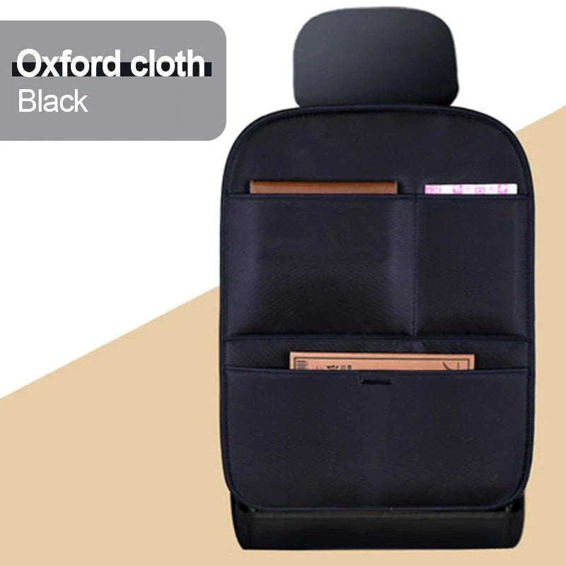 Leather Car Seat Back Protector with Storage Pocket-Leather Black 1PC