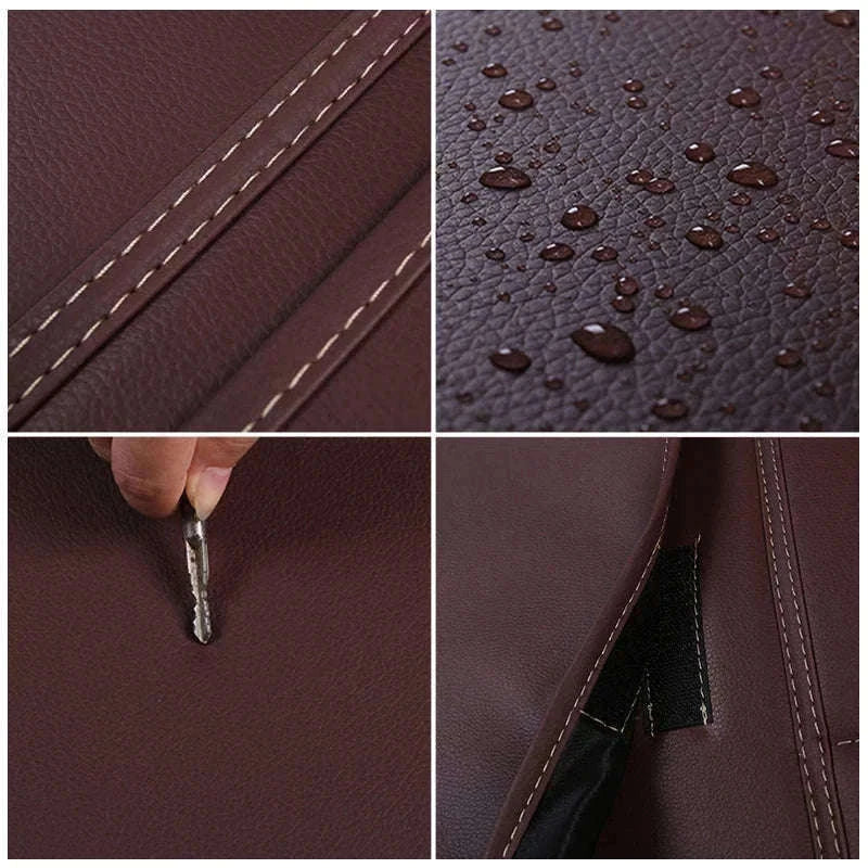 Leather Car Seat Back Protector with Storage Pocket-Leather Black 1PC