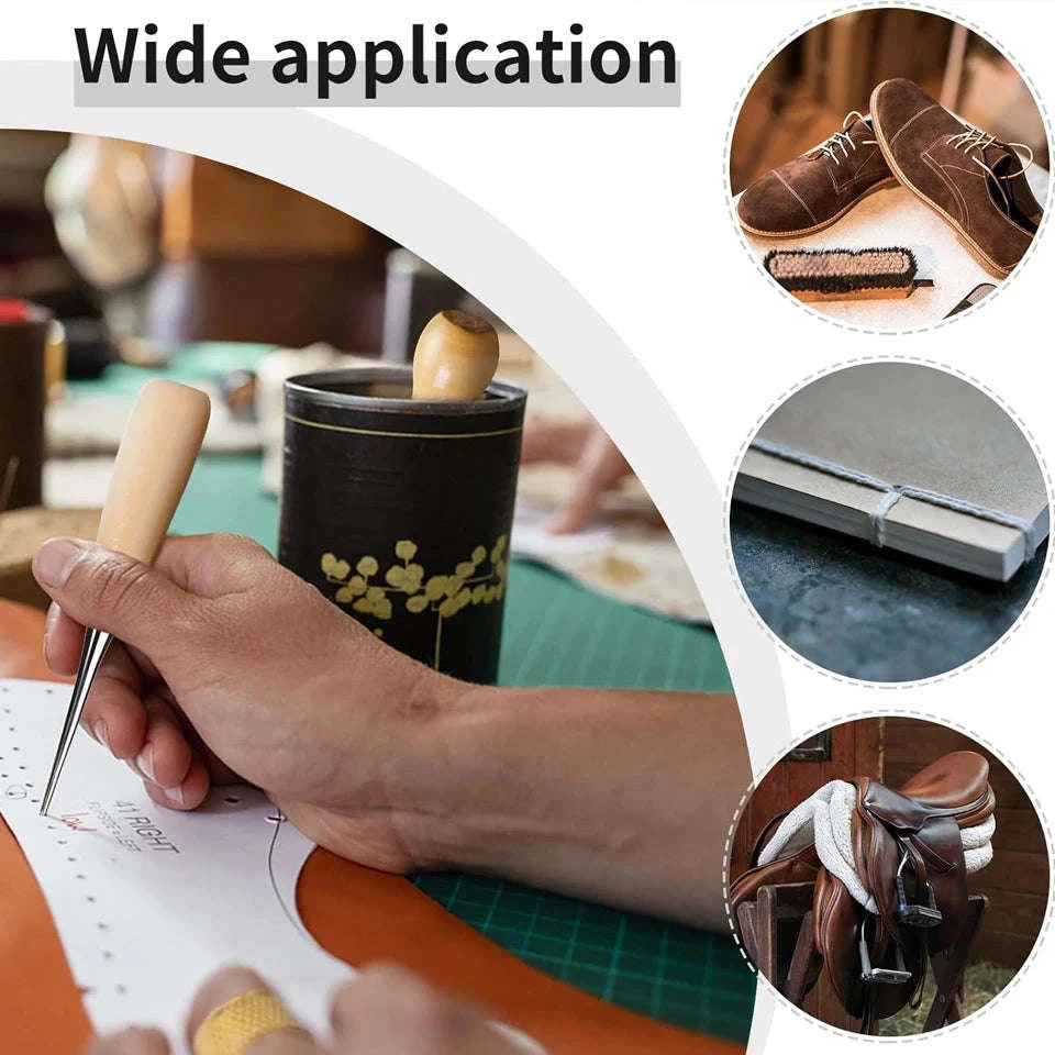 Leather Stitching Kit with Awl, Needles & 30m Waxed Thread-27pcs / United States