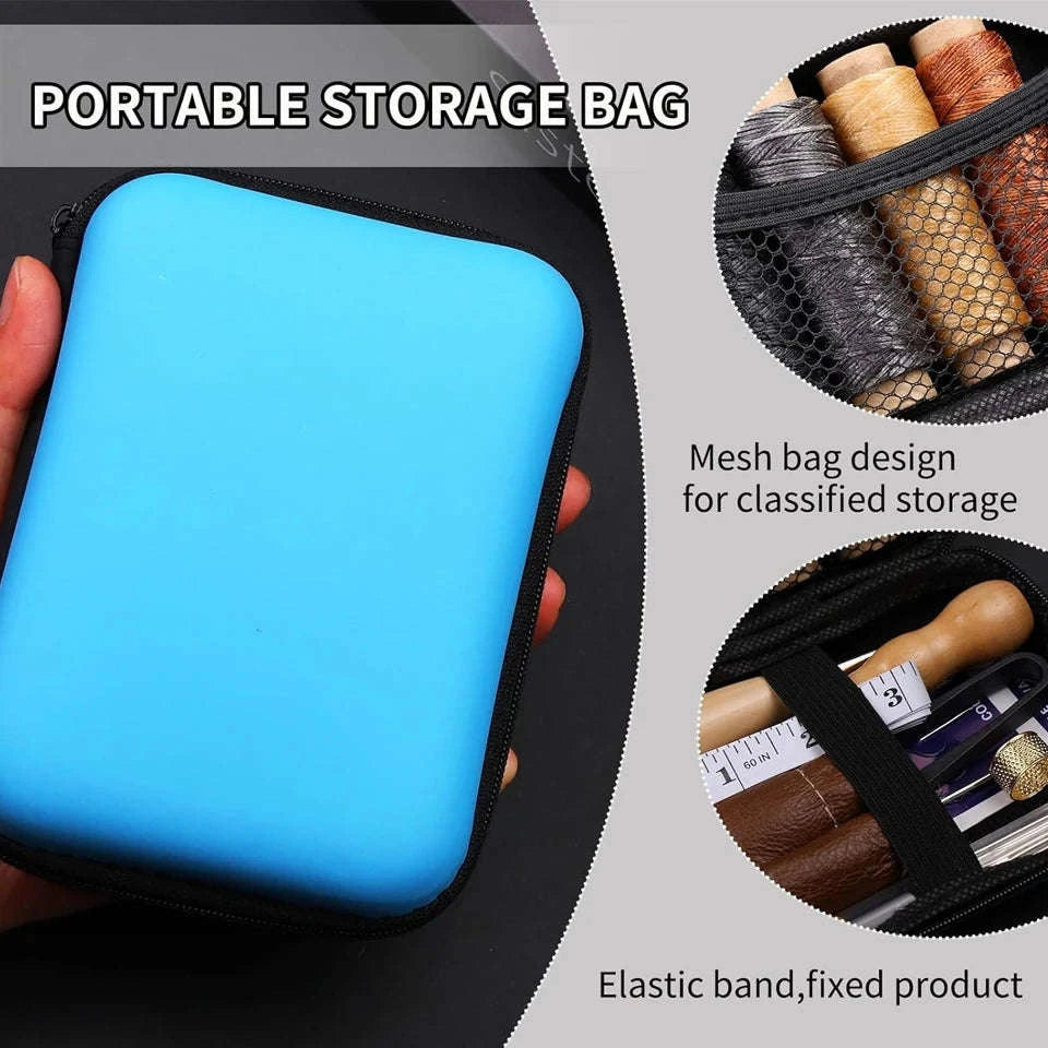 Leather Stitching Kit with Awl, Needles & 30m Waxed Thread-27pcs / United States