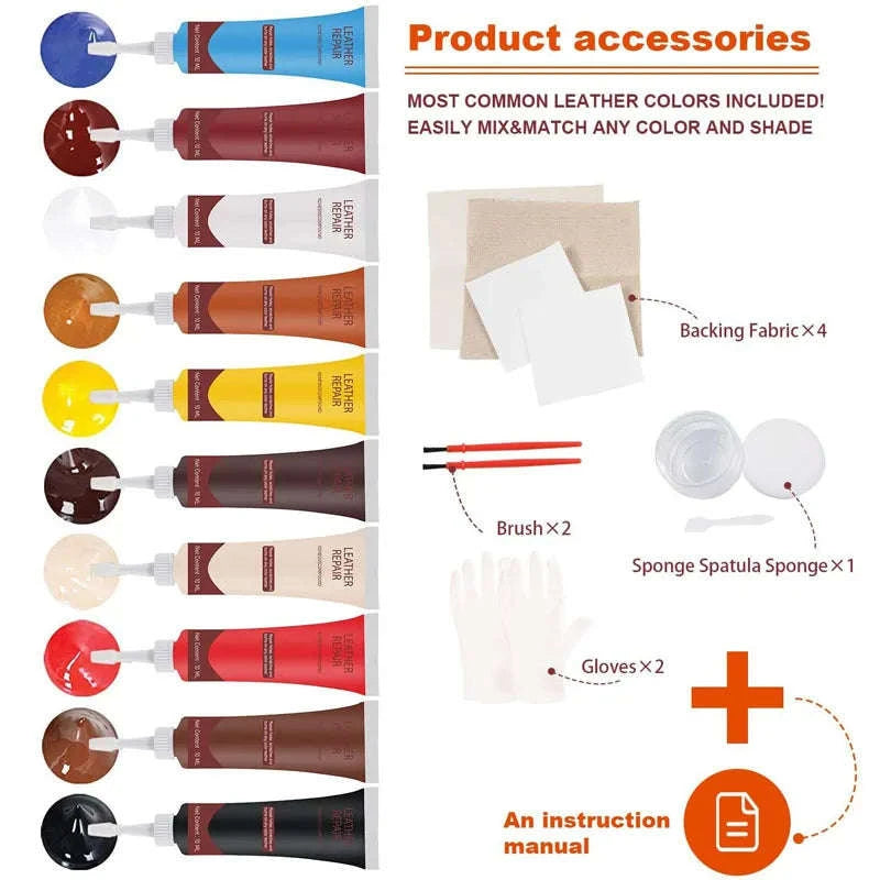 Leather & Vinyl Repair Kit for Car Seats, Furniture and More-7 colors-1