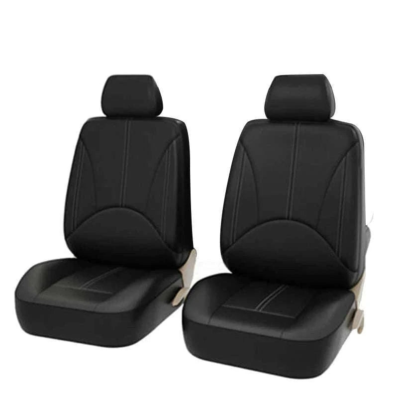 Leatherette Car Seat Cover Set Breathable Universal Full-Wrapped Compatible with Airbag-Black set x 1