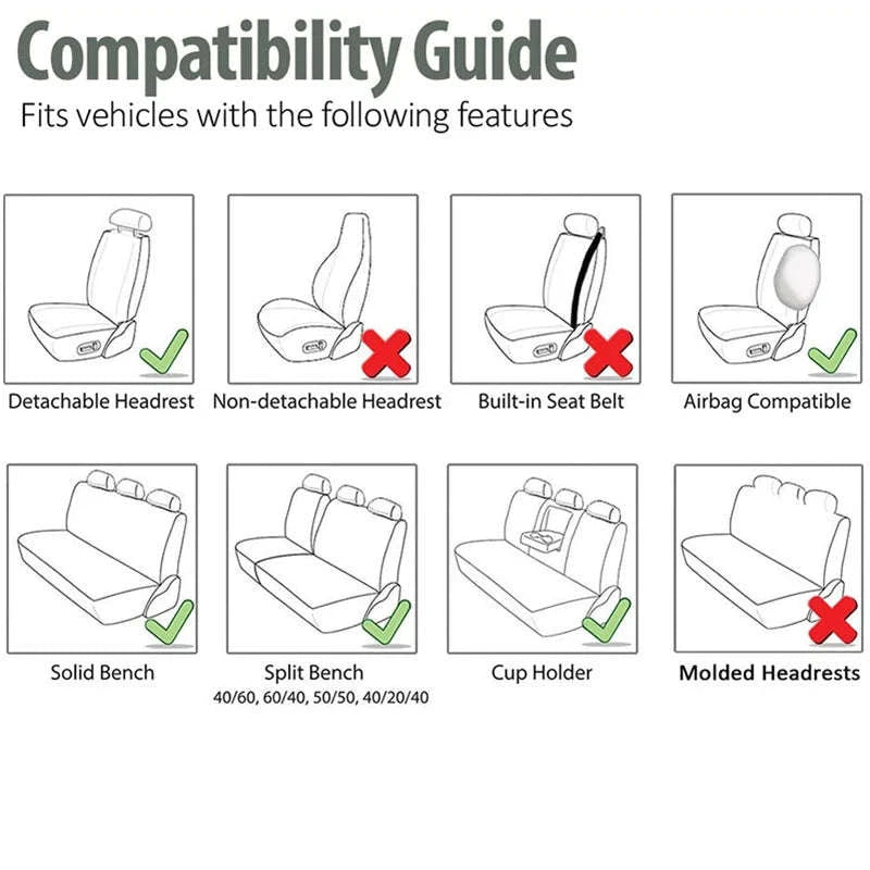 Leatherette Car Seat Cover Set Breathable Universal Full-Wrapped Compatible with Airbag-Black set x 1