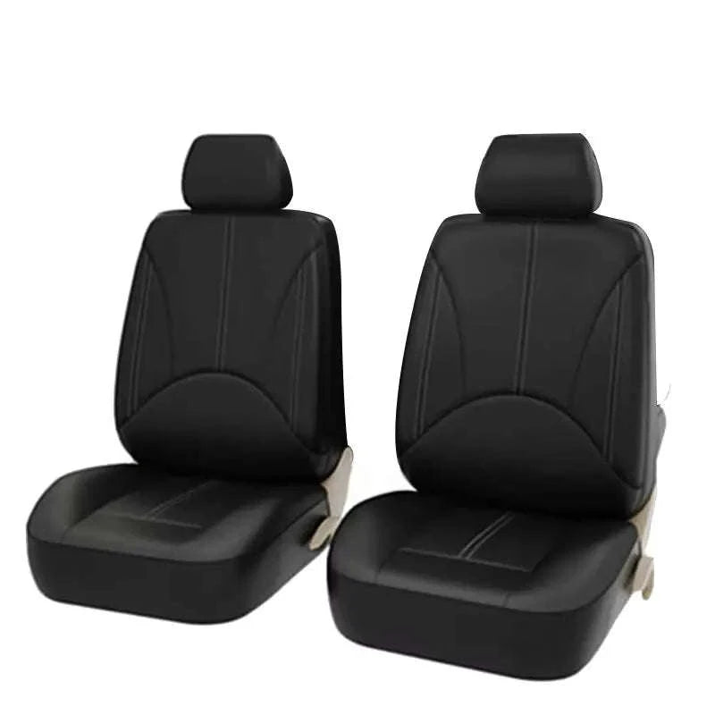 Leatherette Car Seat Cover Set Breathable Universal Full-Wrapped Compatible with Airbag-Black set x 1