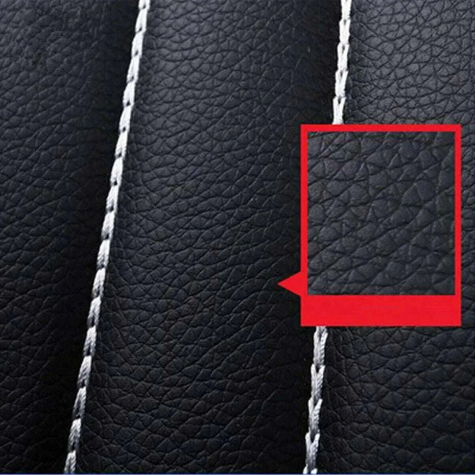 Leatherette Car Seat Cover Set Breathable Universal Full-Wrapped Compatible with Airbag-Black set x 1