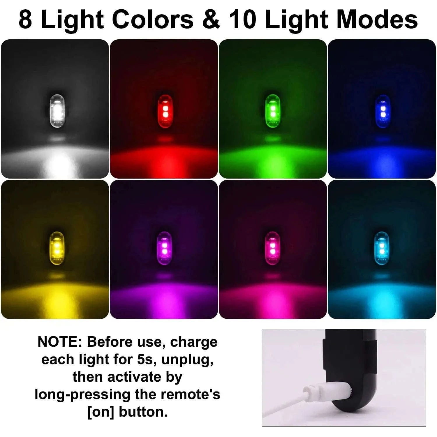 LED Aircraft Strobe Lights Remote Control 8 Colors Anti-Collision Lights-8pcs