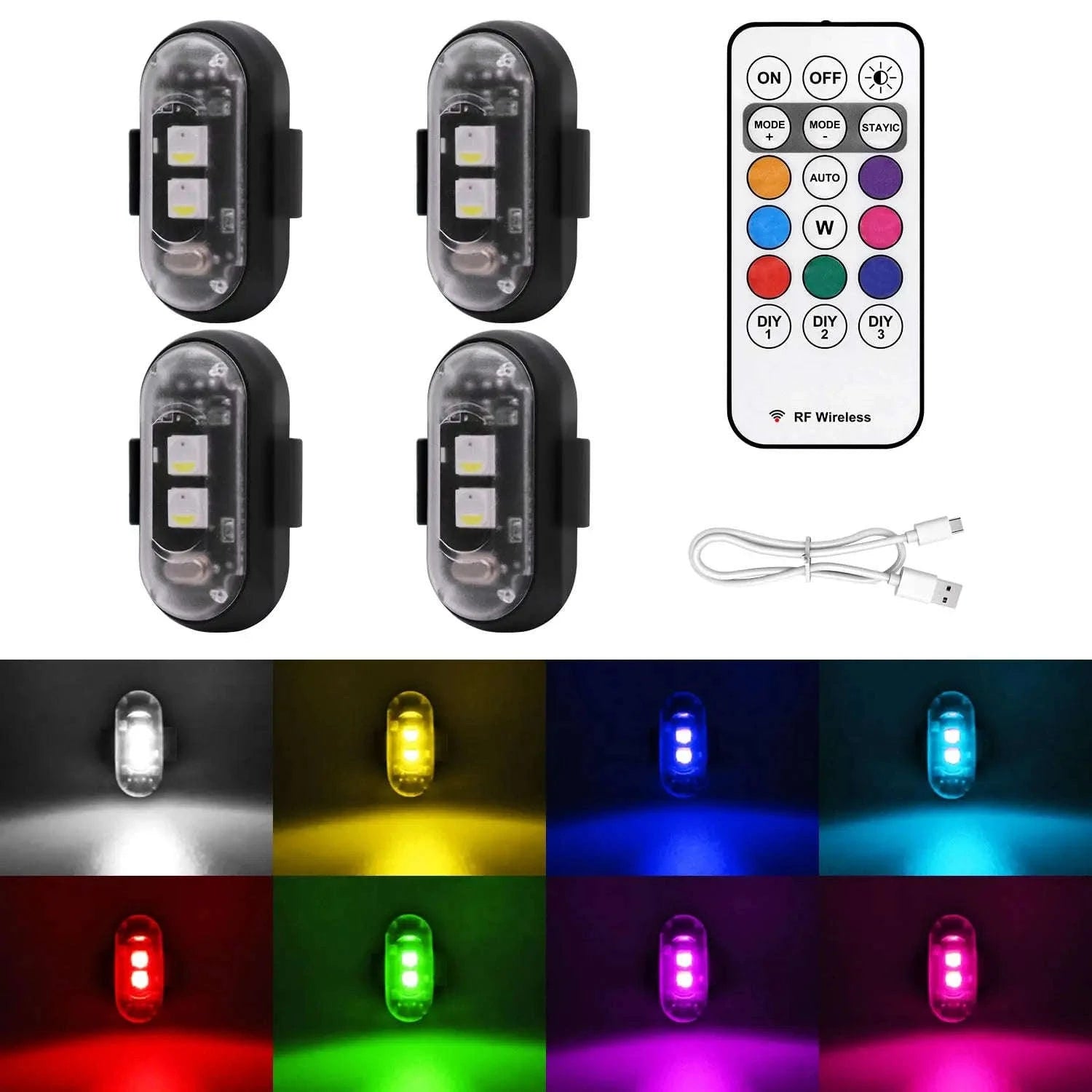 LED Aircraft Strobe Lights Remote Control 8 Colors Anti-Collision Lights-8pcs