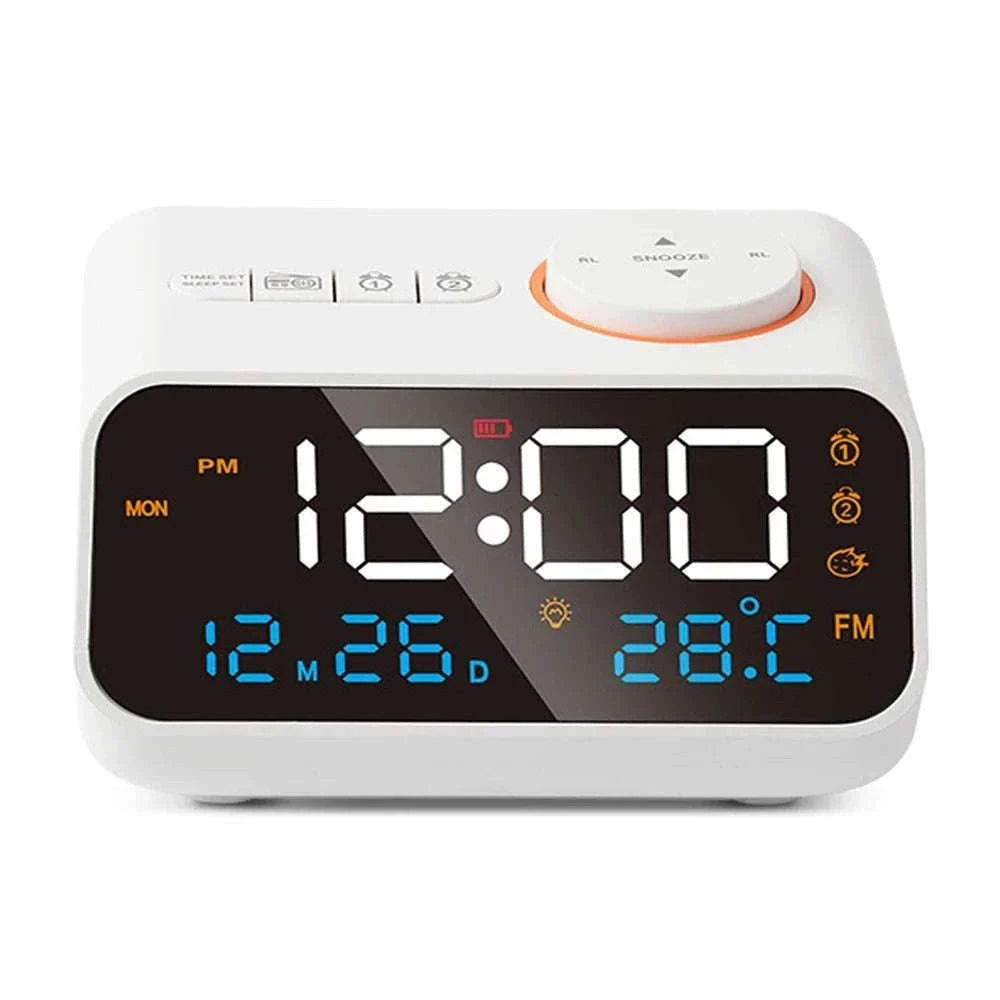 LED Alarm Clock with FM Radio, Temperature & Humidity Display-BLACK
