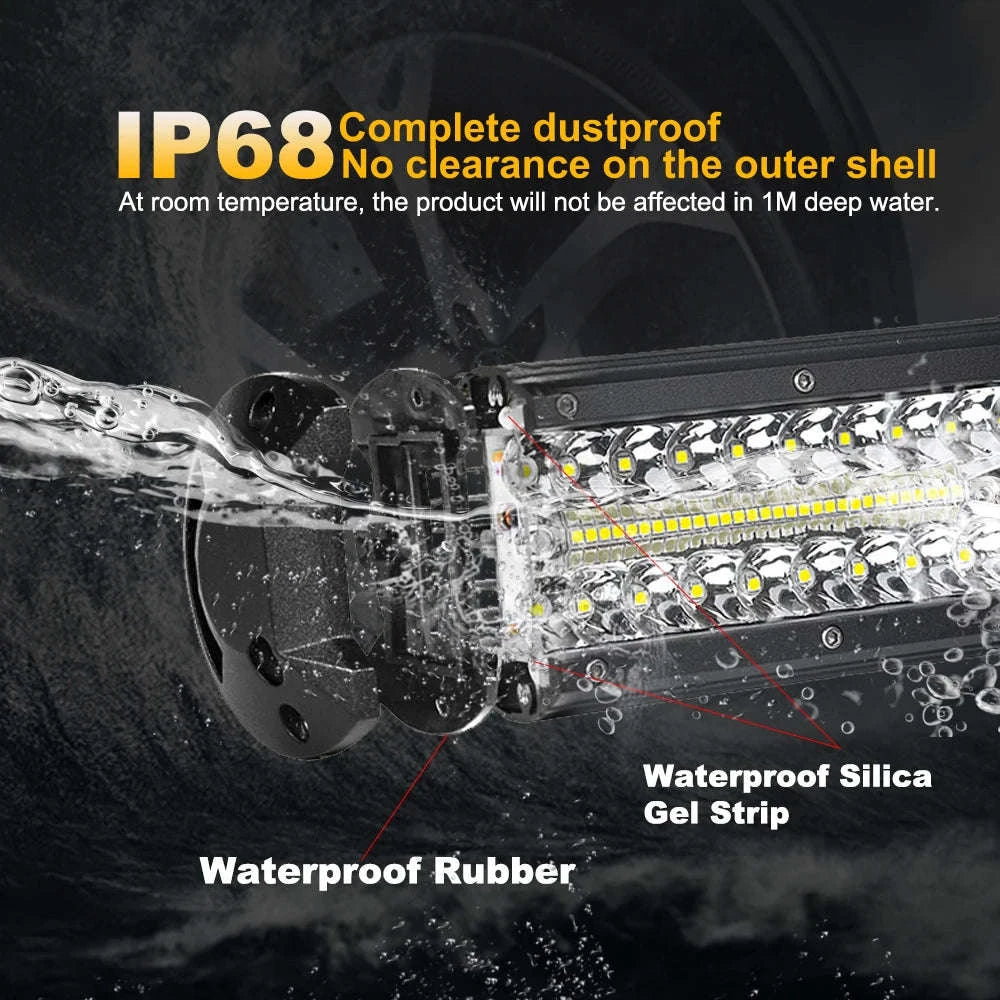 LED Bar Work Light 12V 24V Spot Flood for Offroad Vehicles-1pc 420W led bar