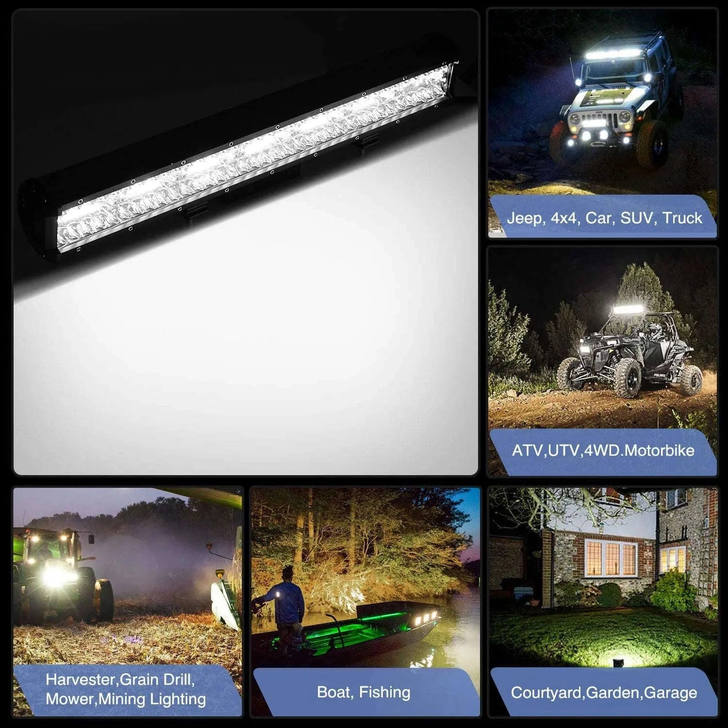 LED Bar Work Light 12V 24V Spot Flood for Offroad Vehicles-1pc 420W led bar