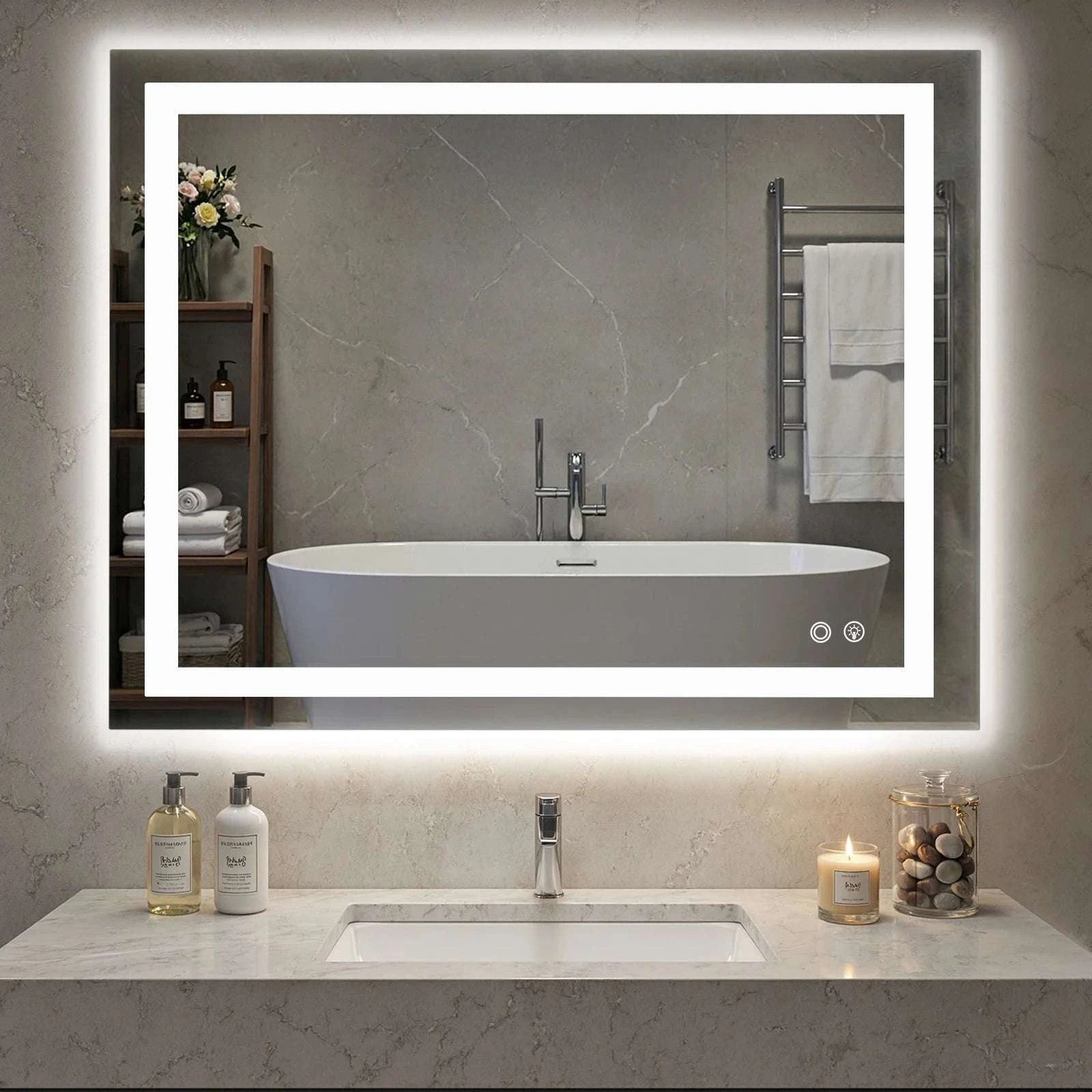 LED Bathroom Vanity Mirror with Anti-Fog & Adjustable Lighting-36L x 48W / United States