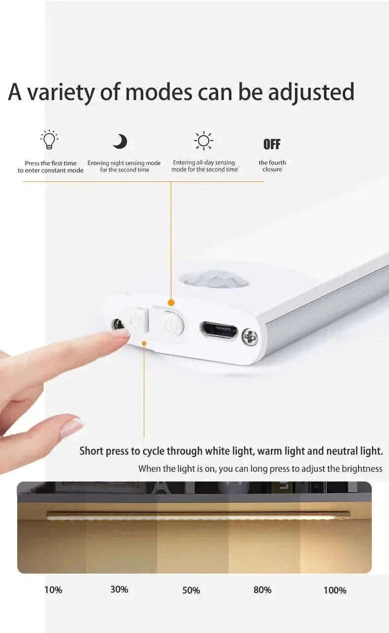 LED Cabinet Light with Motion Sensor, Rechargeable and Slim-Silvery 40CM