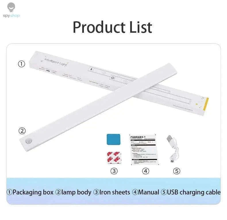 LED Cabinet Light with Motion Sensor, Rechargeable and Slim-Silvery 40CM