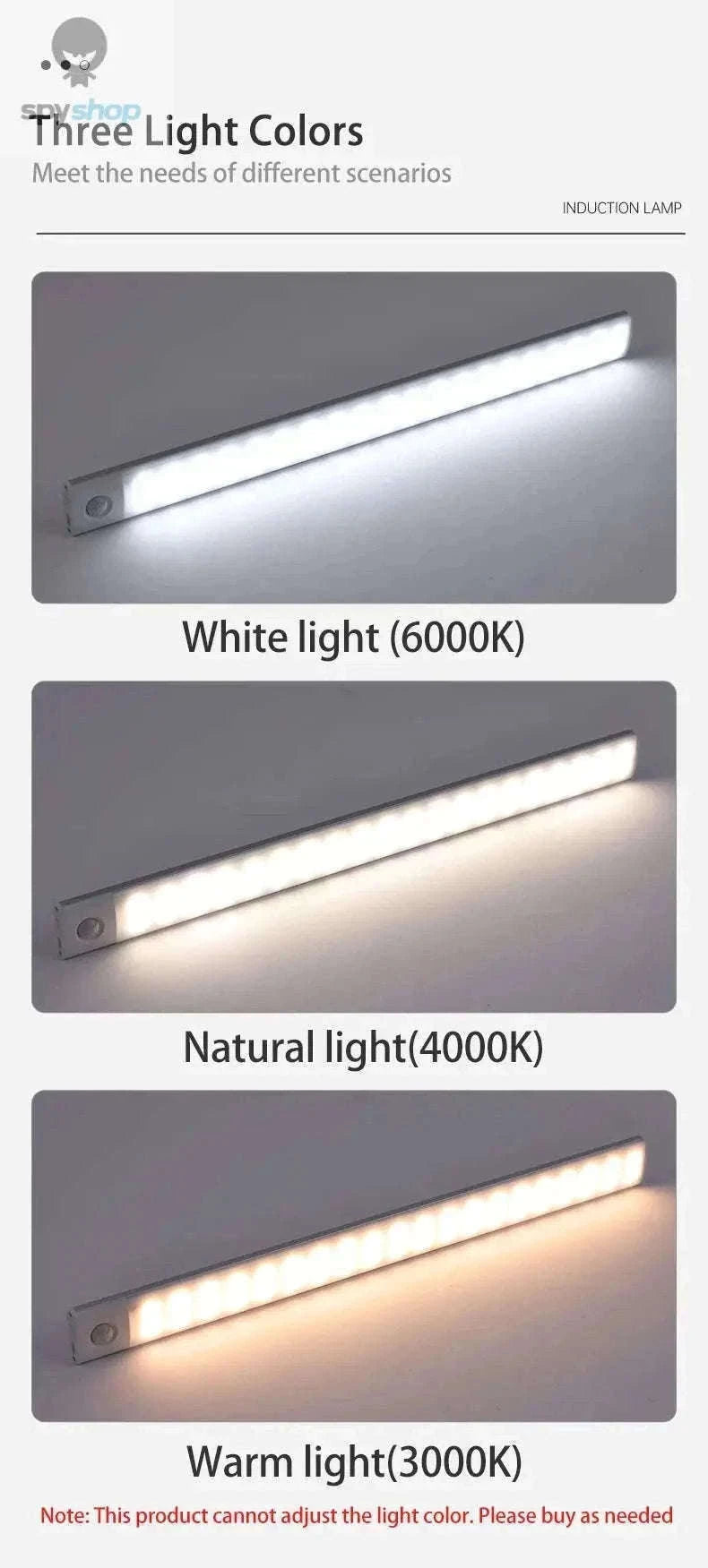 LED Cabinet Light with Motion Sensor, Rechargeable and Slim-Silvery 40CM