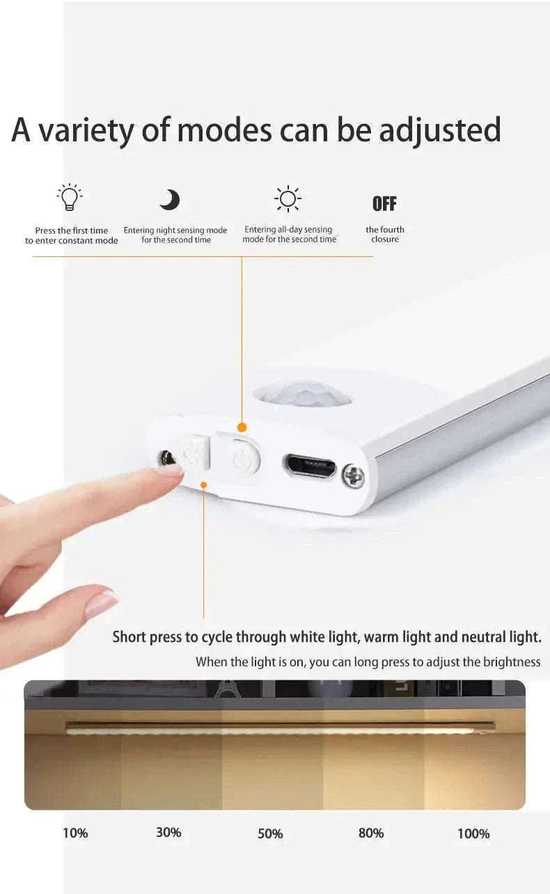 LED Cabinet Light with Motion Sensor, Rechargeable and Slim-Silvery 40CM