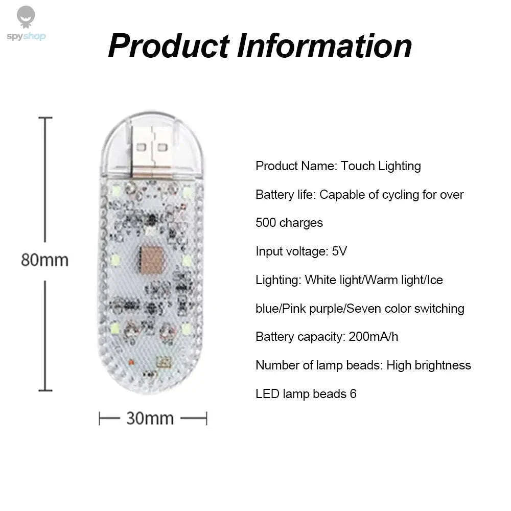 LED Car Mini Touch Light for Instant Interior Visibility-1pc Pink Purple