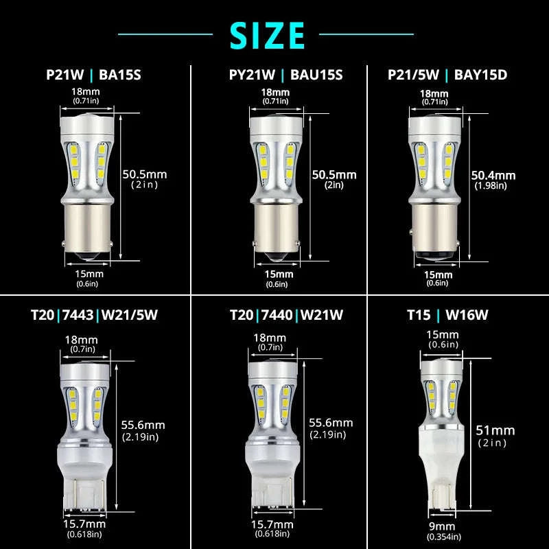 LED Car Signal Bulb 1300Lm 12V/24V 5W Plug and Play-Red / P21W BA15S