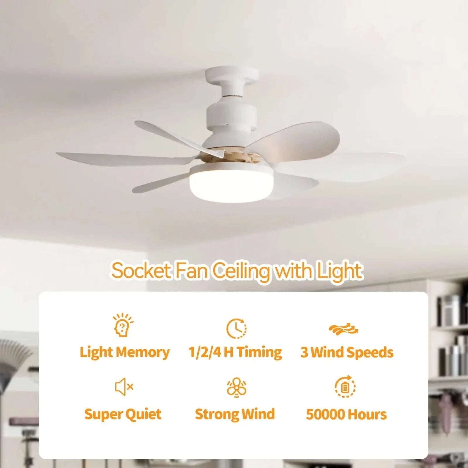 LED Ceiling Fan Light with Dimming Remote-white / 52cm