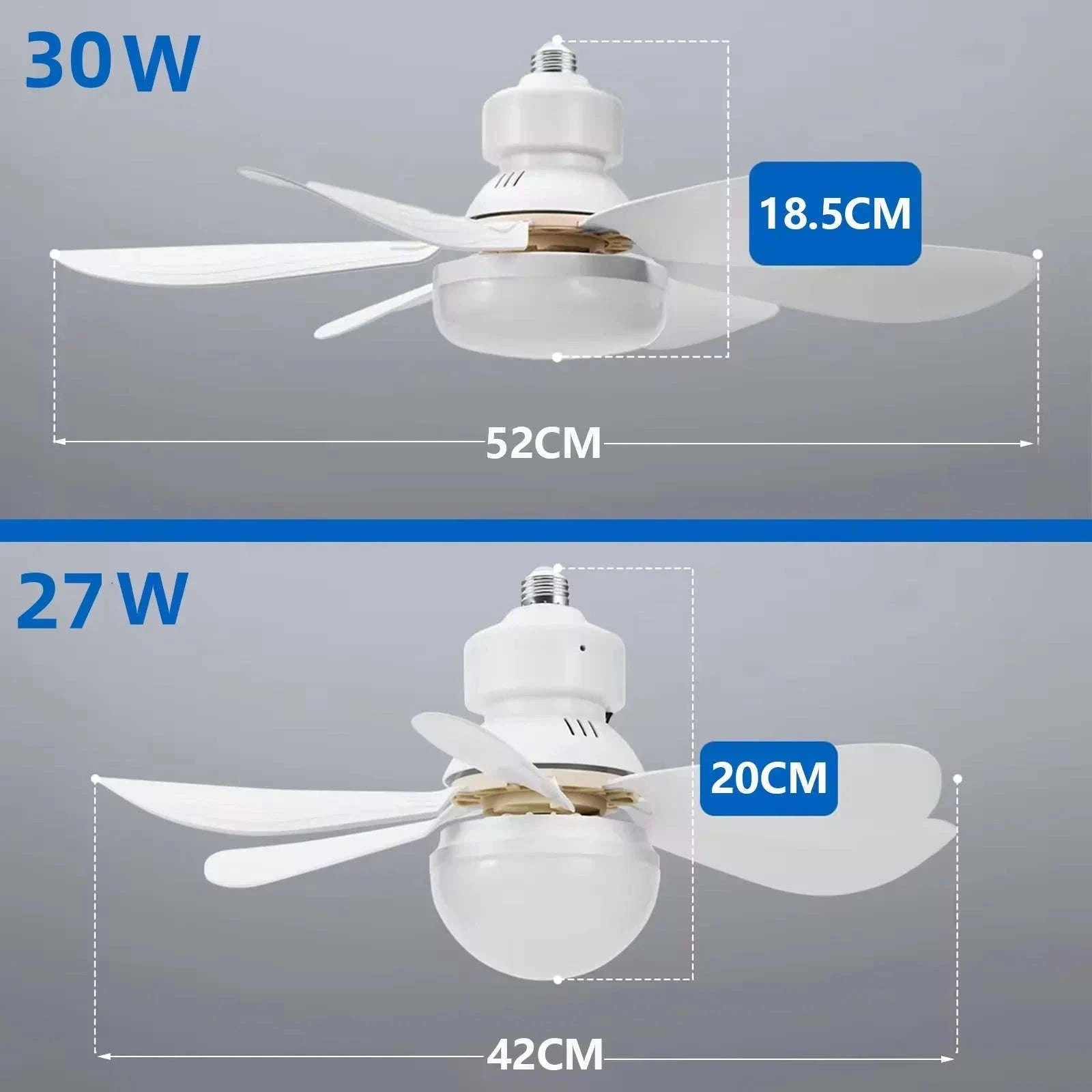 LED Ceiling Fan Light with Remote Dimming Control-white / 52cm