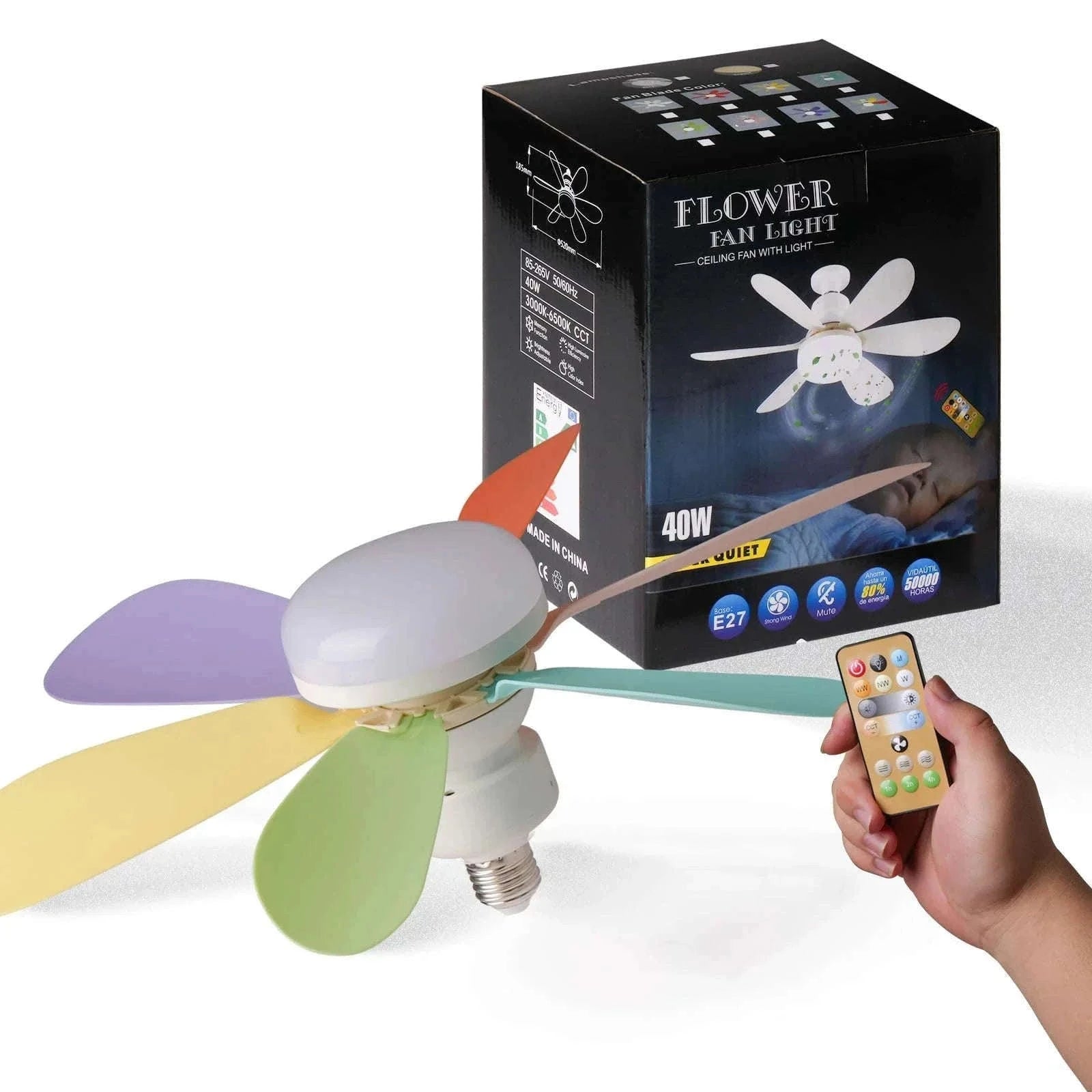 LED Ceiling Fan Light with Remote Dimming Control-white / 52cm