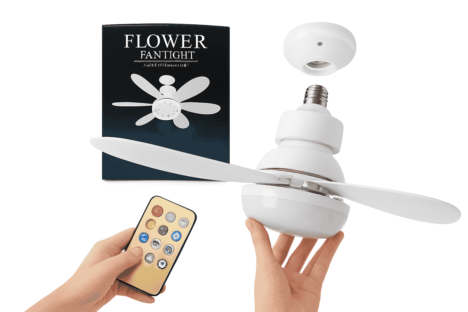 LED Ceiling Fan Light with Remote Dimming Control-white / 52cm