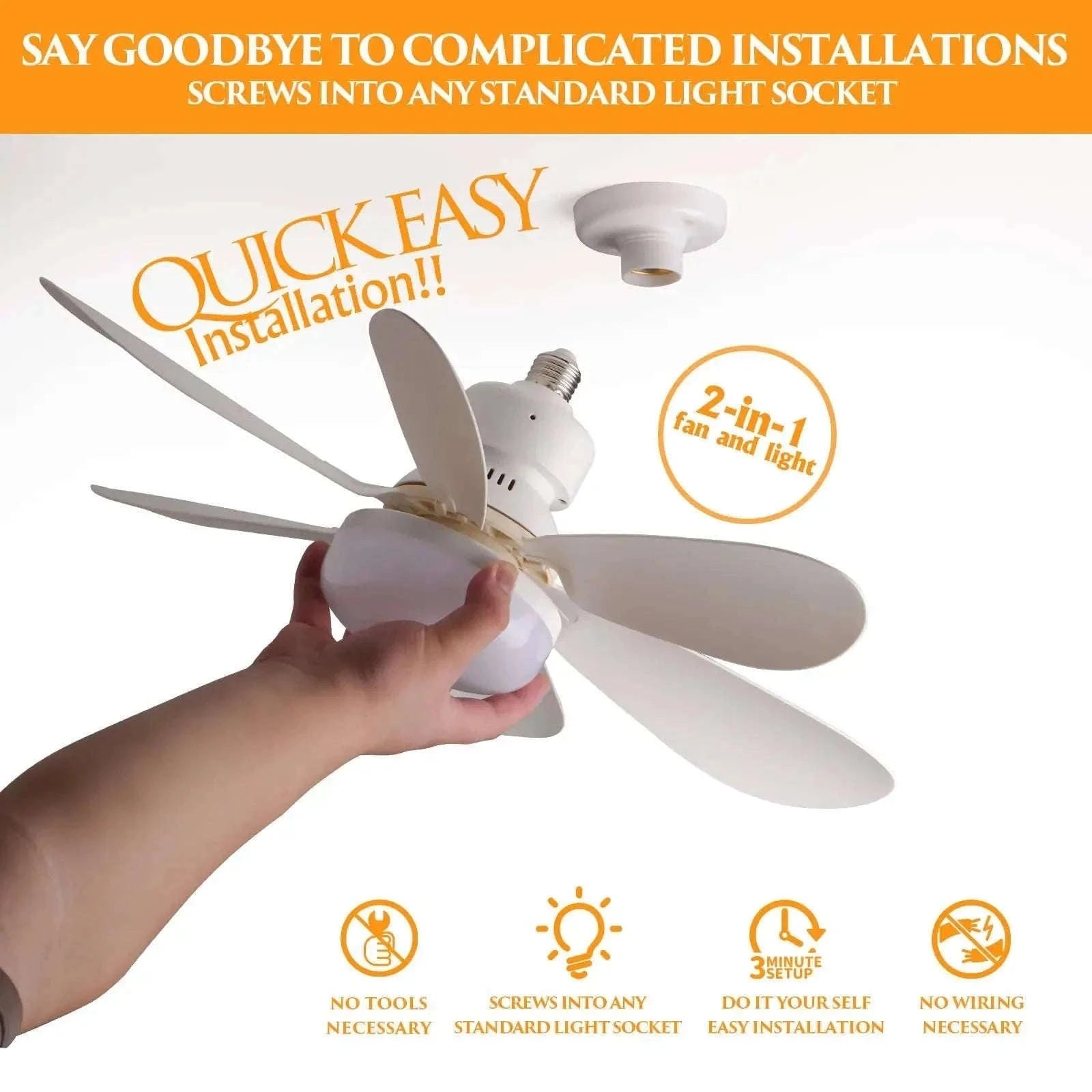 LED Ceiling Fan Light with Remote Dimming Control-white / 52cm