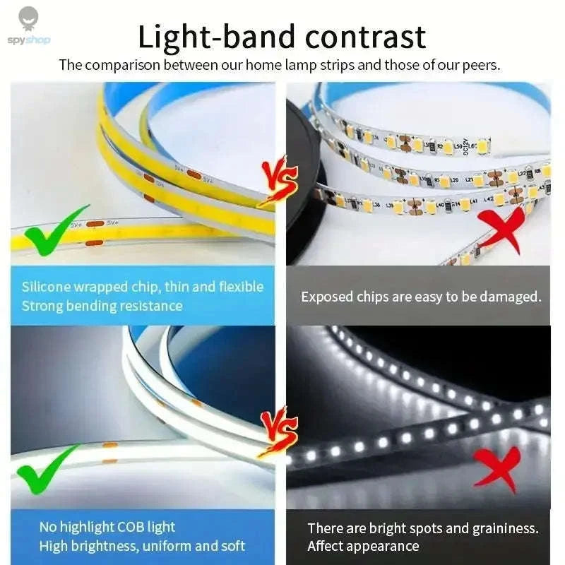 LED COB Light Strip Touch Dimmer USB Tape Lamp-Cold White / 2m