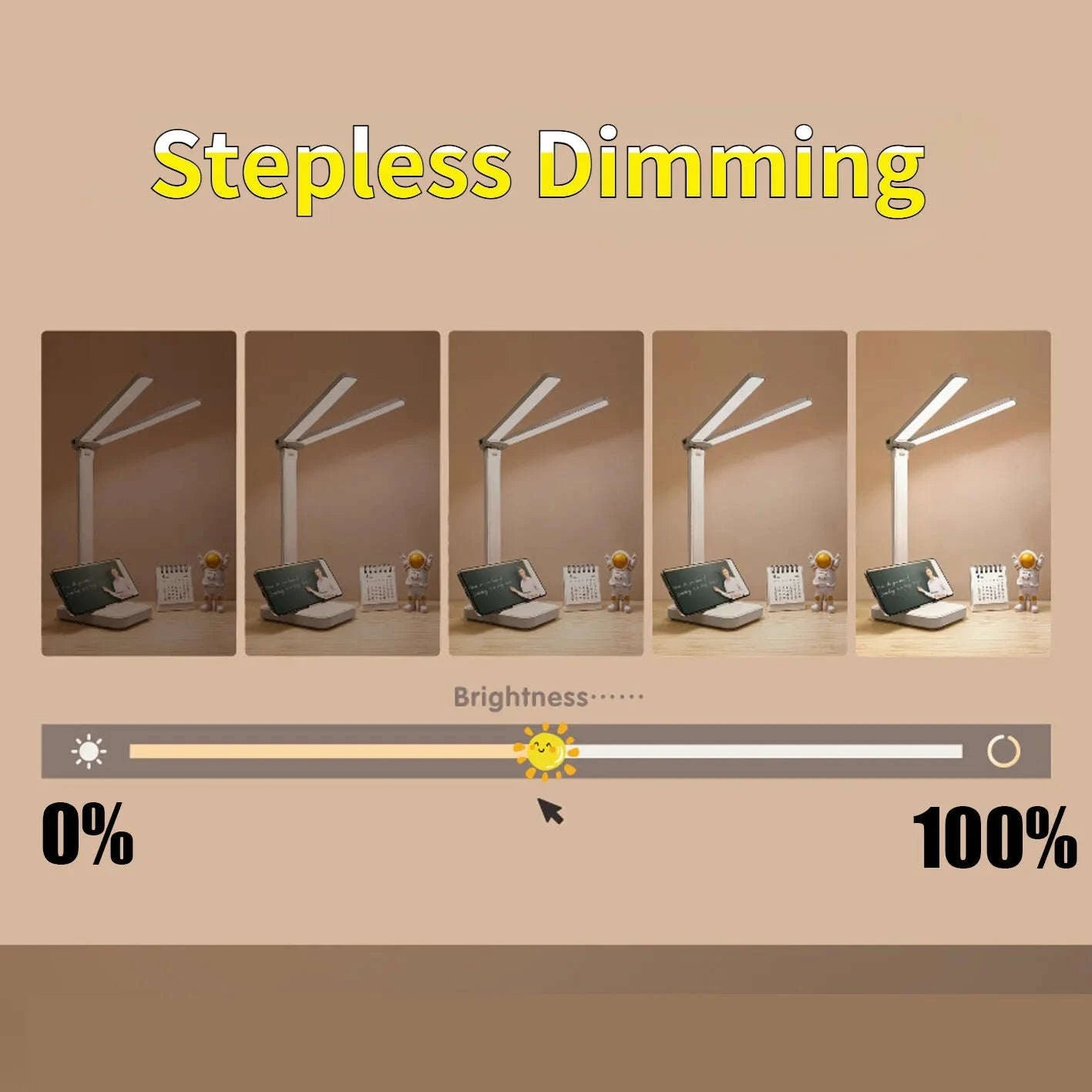 LED Desk Lamp with Touch Dimming and Rechargeable Design-White Rechargeable