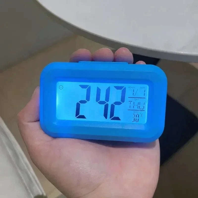 LED Digital Alarm Clock with Temperature, Calendar & Snooze-United States / Pink