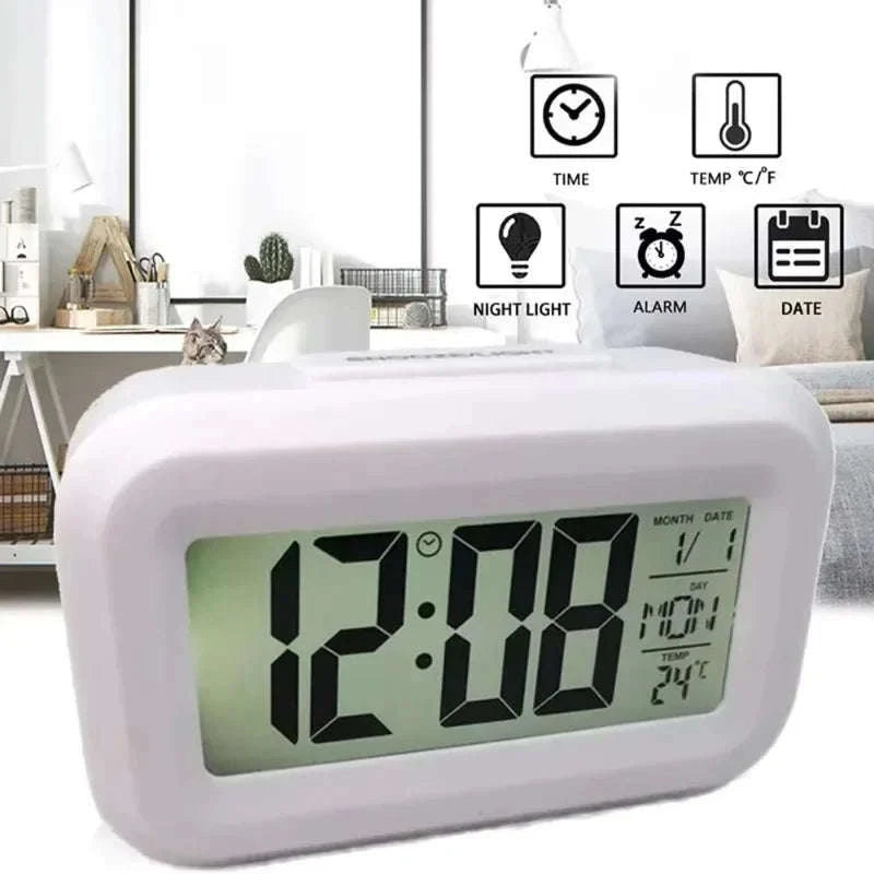 LED Digital Alarm Clock with Temperature, Calendar & Snooze-United States / Pink