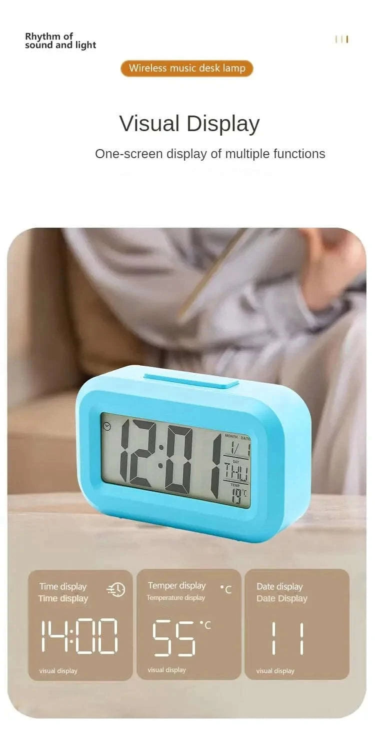 LED Digital Alarm Clock with Temperature, Calendar & Snooze-United States / Pink