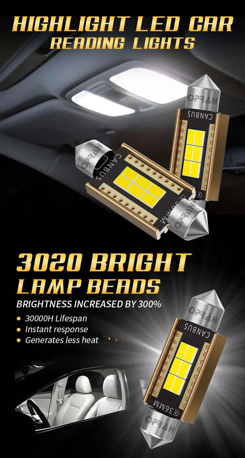 LED Festoon Car Lights 31/36/39/41mm 12V/24V-31mm / 2 pieces / 2PCS White