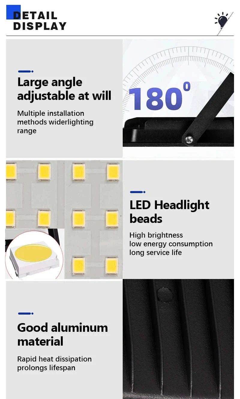 LED Flood Light Waterproof Outdoor Spotlight for Bright, Reliable Coverage-50W-White Light
