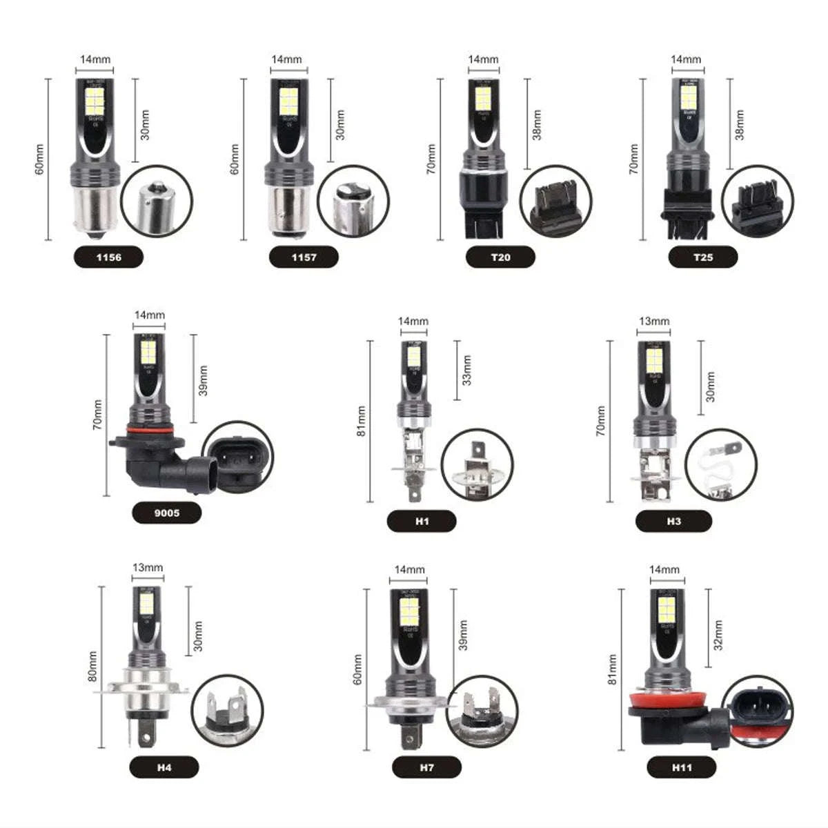 LED Fog Lights H8/H11/H16/9005/9006 – 6000K White-9006/HB4 / 25000K White