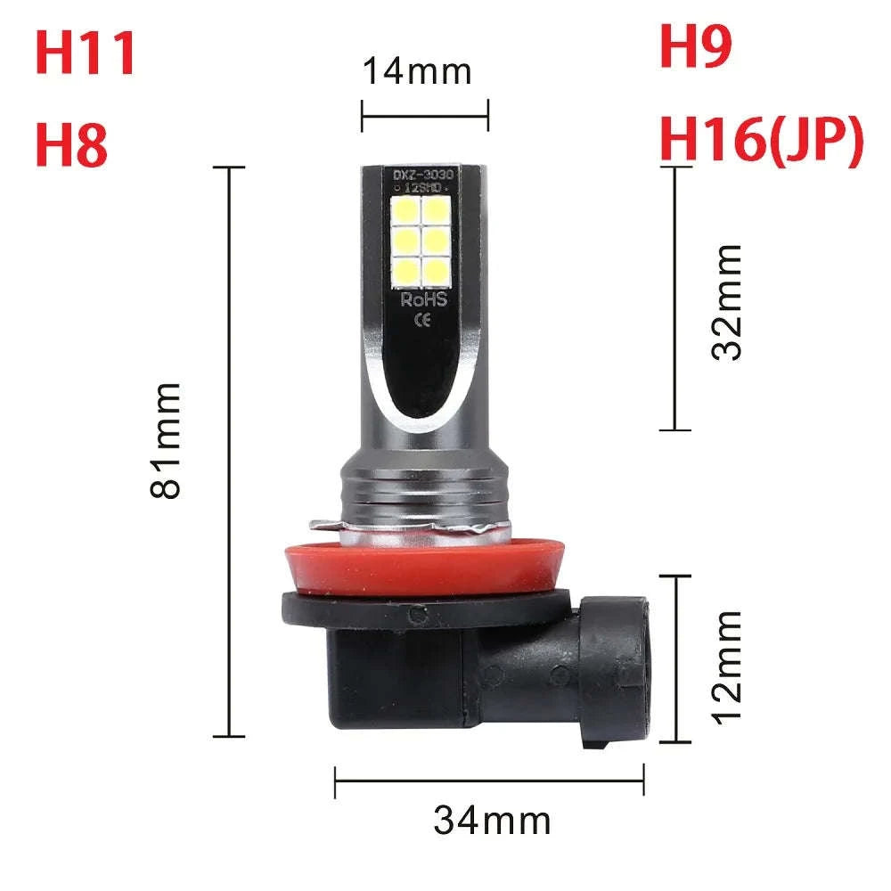 LED Fog Lights H8/H11/H16/9005/9006 – 6000K White-9006/HB4 / 25000K White