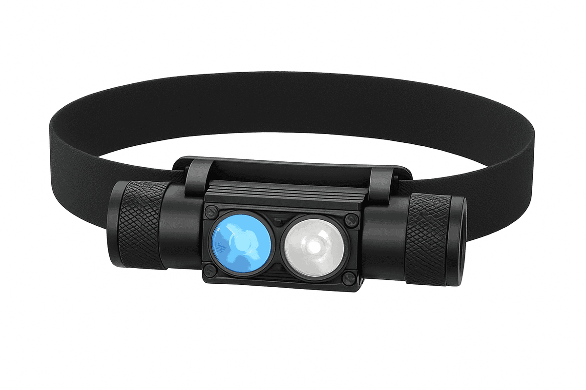 LED Headlamp High Power White Blue Rechargeable USB Type-C-No Battery