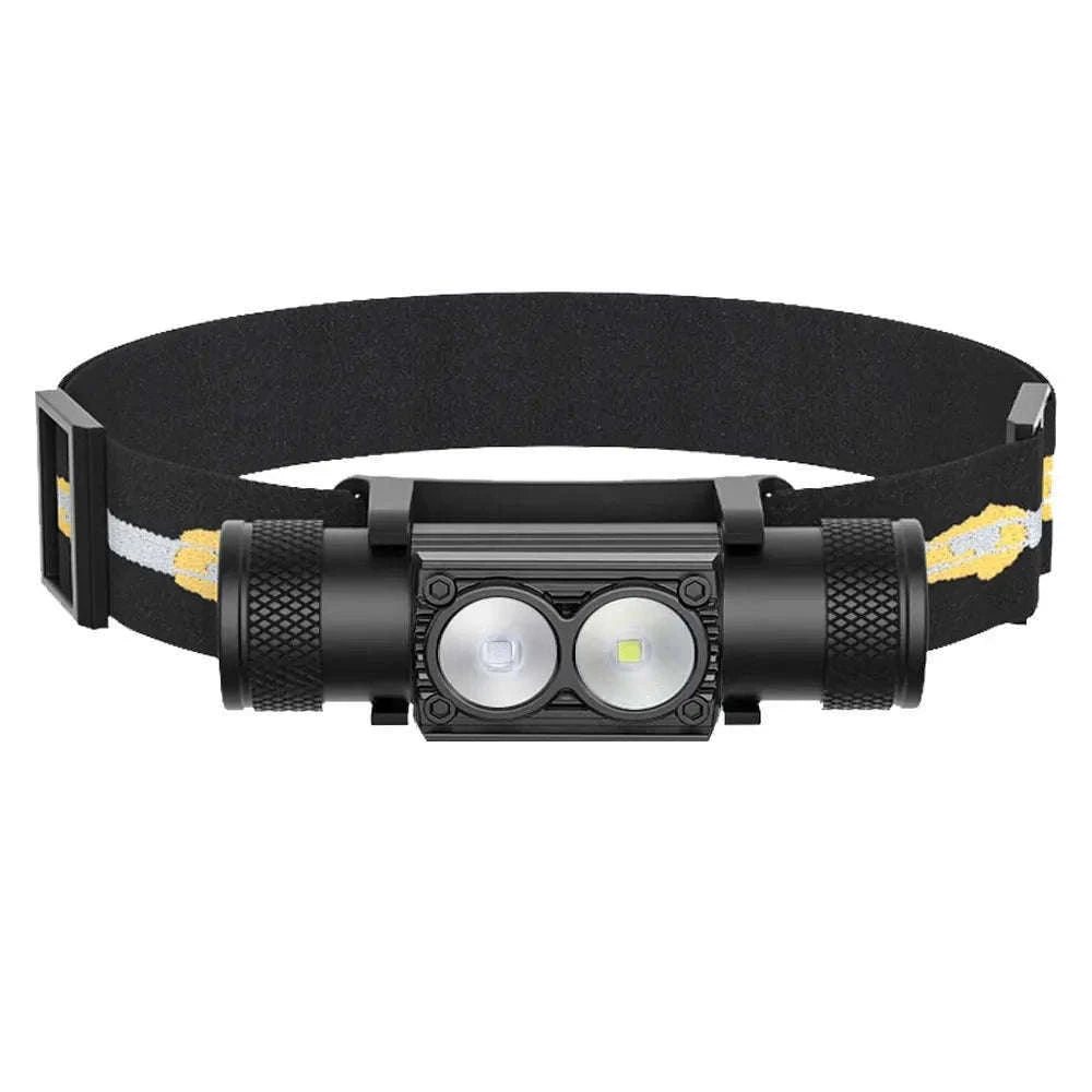 LED Headlamp High Power White Blue Rechargeable USB Type-C-No Battery