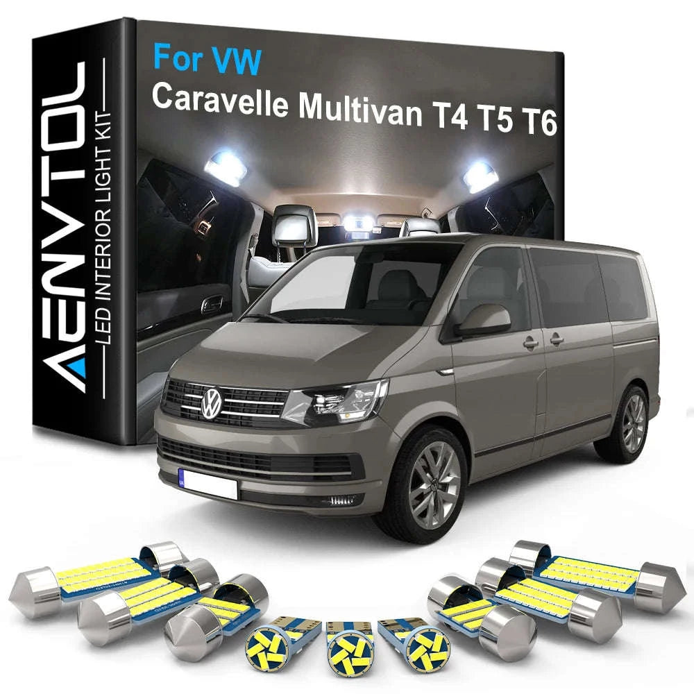 LED Interior Light Kit for T4 T5 T6 Caravelle Multivan Transporter-Crystal Blue 8000K / Multivan T5 - 16P